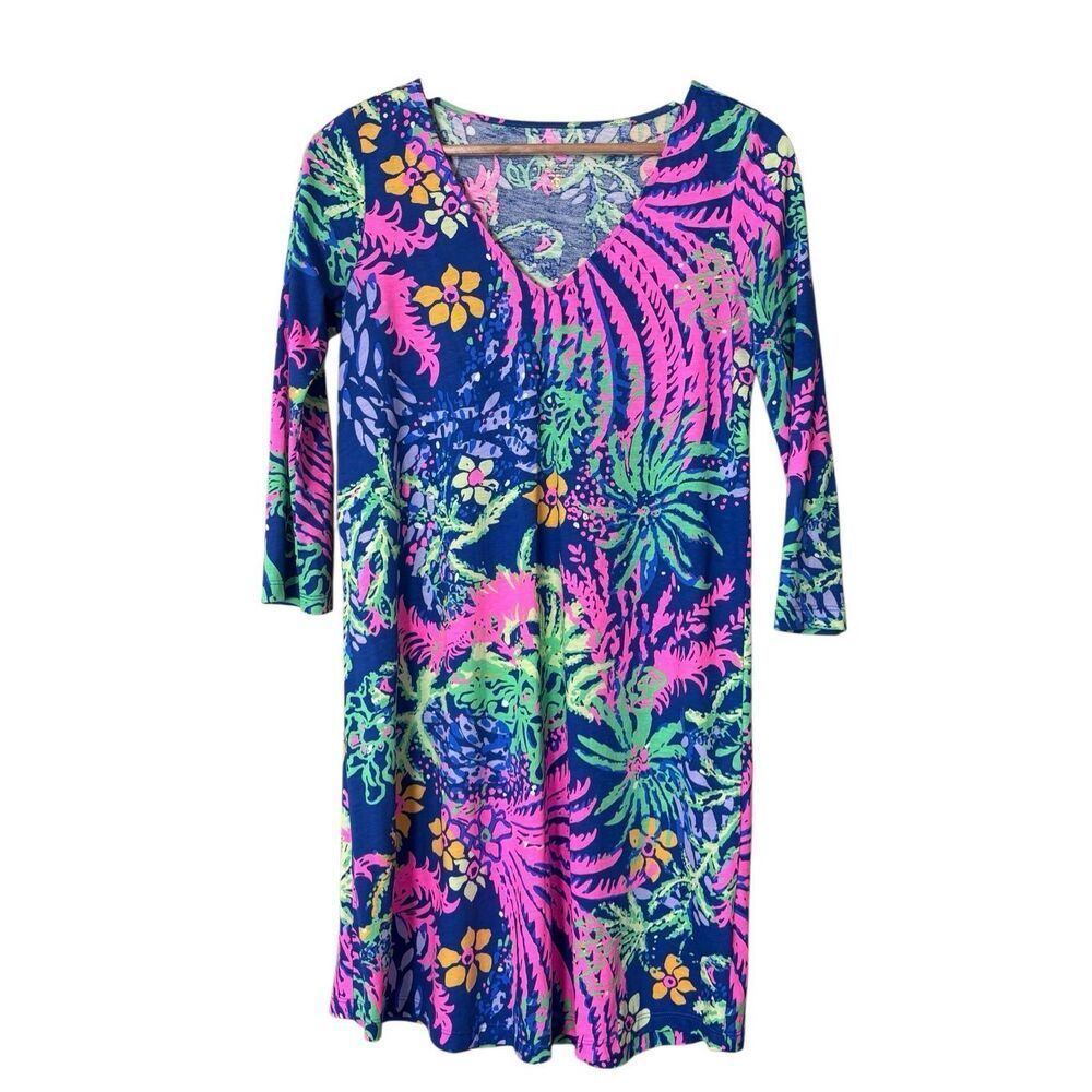 Lilly Pulitzer Erin dress shift-style vibrant colors pima cotton jersey XS